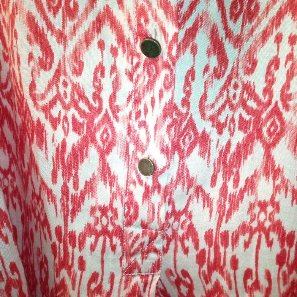 Cynthia Rowley Red & Cream Ikat Print Sleeveless Linen Dress Sz 10 NWT - Picture 5 of 11